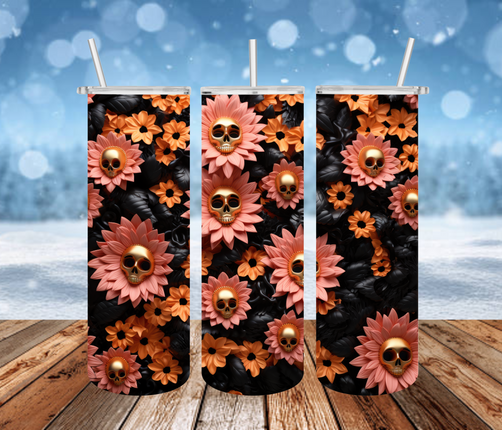 Happy Halloween Sunflowers 3D Tumbler