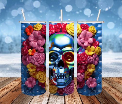 Metallic Skull 3D Tumbler