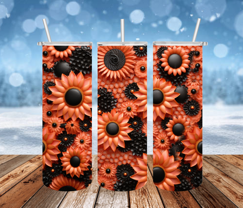 Orange Sunflowers 3D Tumbler