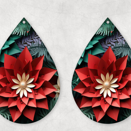 3D Poinsettia Earrings
