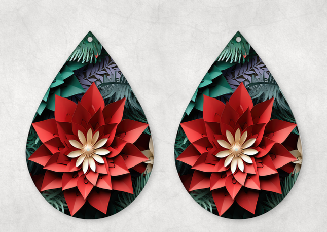 3D Poinsettia Earrings