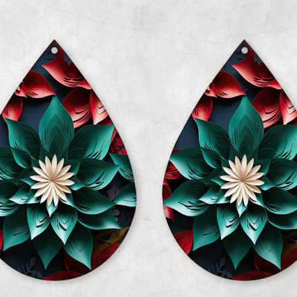 3D Poinsettia Earrings