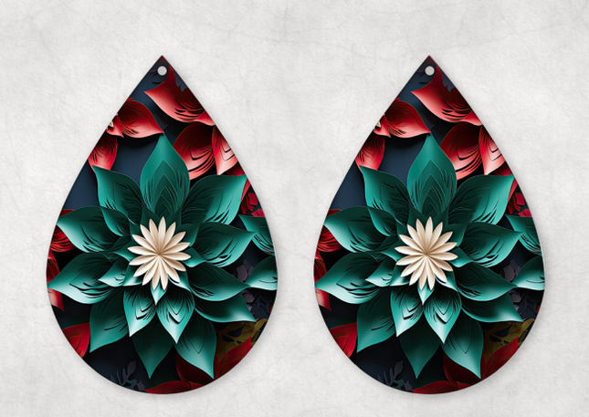 3D Poinsettia Earrings