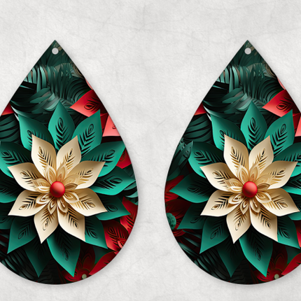 3D Poinsettia Earrings