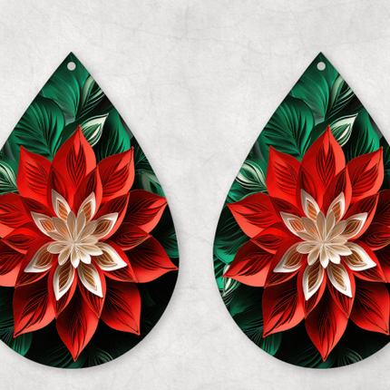 3D Poinsettia Earrings