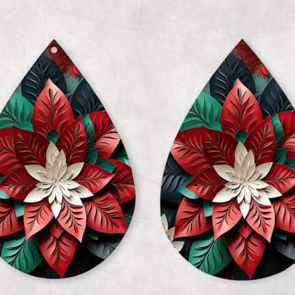 3D Poinsettia Earrings