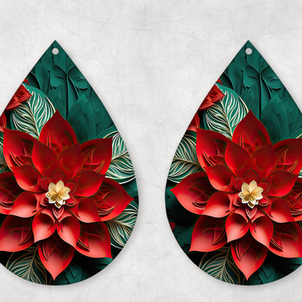 3D Poinsettia Earrings