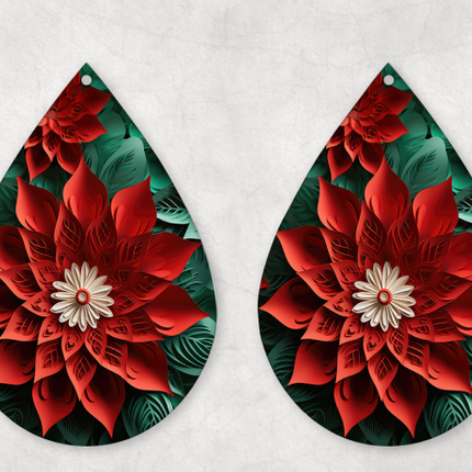 3D Poinsettia Earrings