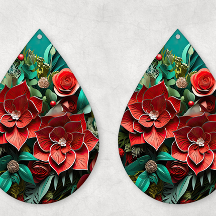 3D Poinsettia Earrings
