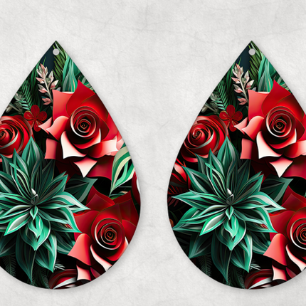3D Poinsettia Earrings