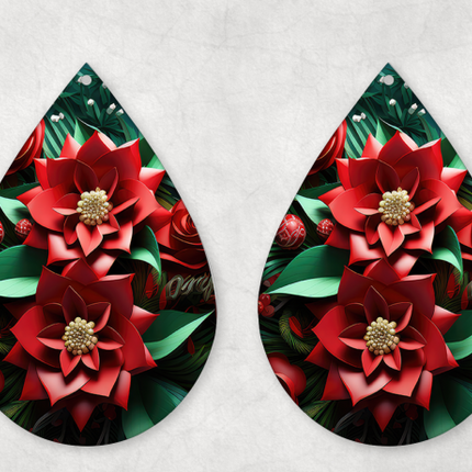 3D Poinsettia Earrings