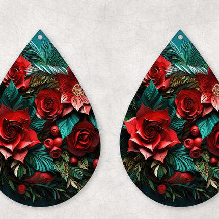 3D Poinsettia Earrings