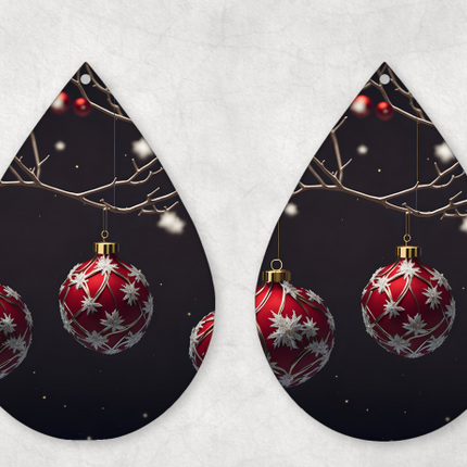 Black and Red Christmas Ornament Earrings