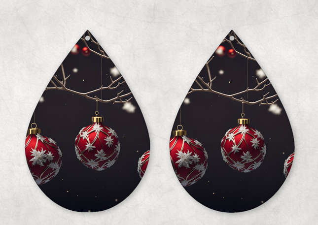 Black and Red Christmas Ornament Earrings