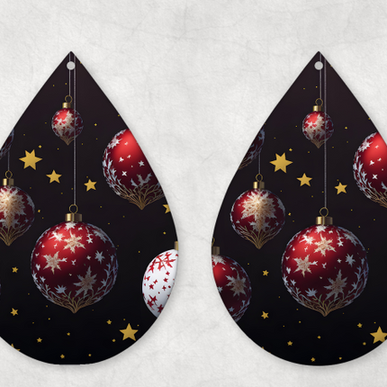 Black and Red Christmas Ornament Earrings