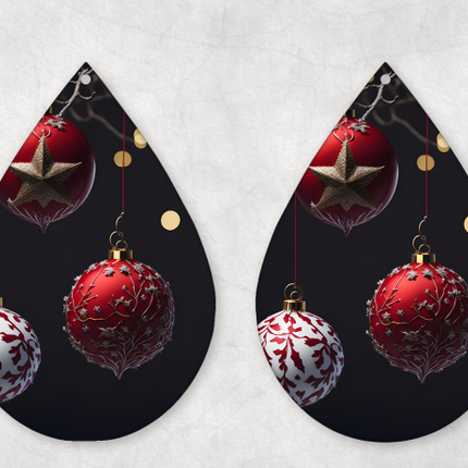 Black and Red Christmas Ornament Earrings