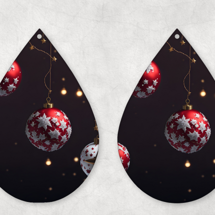 Black and Red Christmas Ornament Earrings