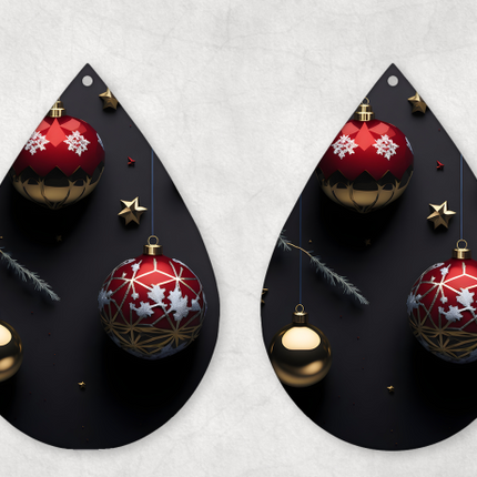 Black and Red Christmas Ornament Earrings