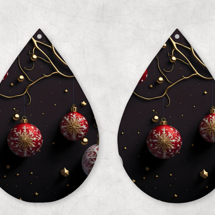 Black and Red Christmas Ornament Earrings