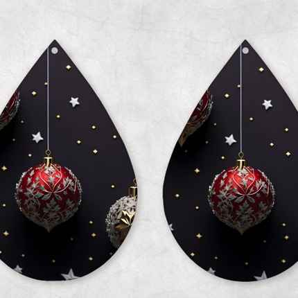 Black and Red Christmas Ornament Earrings