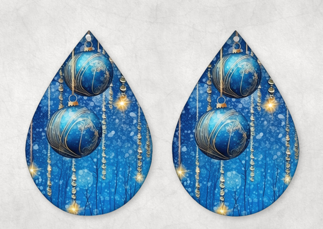 Blue Christmas Ornament Earrings