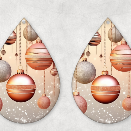Rose Gold Christmas Ornament Earrings