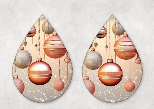 Rose Gold Christmas Ornament Earrings