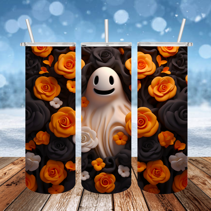 Ghost with Dark Flowers 3D Tumbler