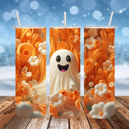 Ghost with Bright Flowers 3D Tumbler