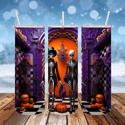 Skeleton Couple 3D Tumbler