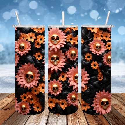 Happy Halloween Sunflowers 3D Tumbler
