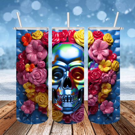 Metallic Skull 3D Tumbler