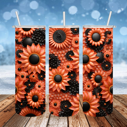 Orange Sunflowers 3D Tumbler