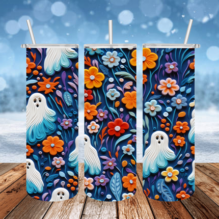 Ghostly Flowers 3D Tumbler