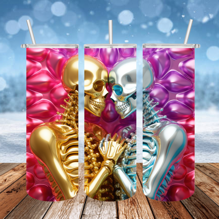 Metallic Skeleton Love 3D Tumbler