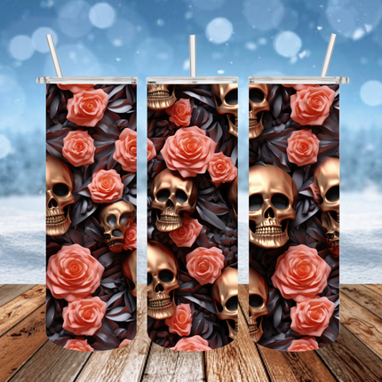 Skulls and Roses 3D Tumbler