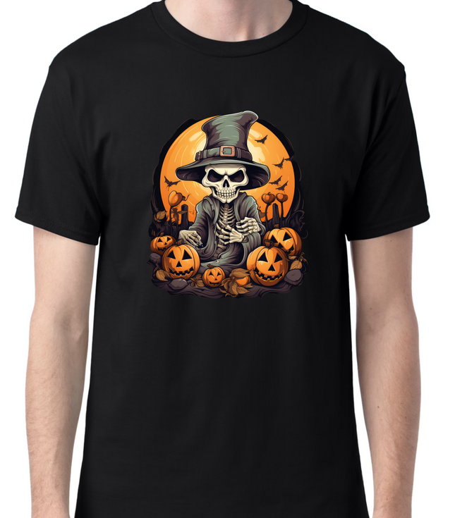 Halloween Skeleton Pumpkin Patch T-Shirt