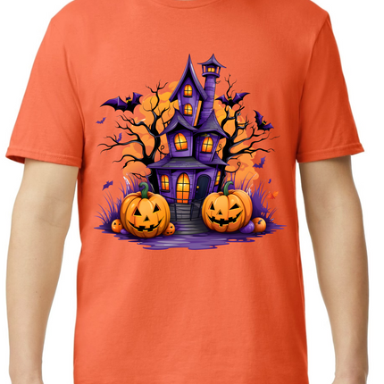 Haunted House with Jack-O-Lanterns T-Shirt