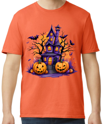 Haunted House with Jack-O-Lanterns T-Shirt