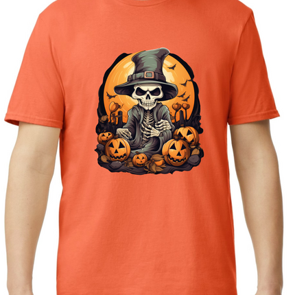 Halloween Skeleton Pumpkin Patch T-Shirt
