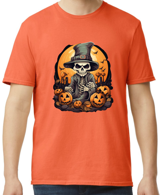Halloween Skeleton Pumpkin Patch T-Shirt