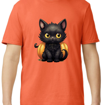 Black Kitten with Pumpkin T-Shirt