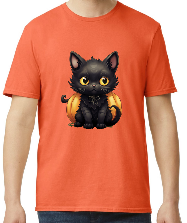 Black Kitten with Pumpkin T-Shirt