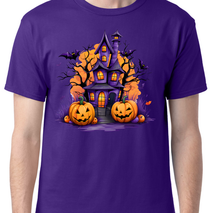 Haunted House with Jack-O-Lanterns T-Shirt